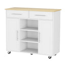 Artiss Kitchen Island Trolley Rolling Serving Cart Storage Drawer Cabinet 100cm White-1