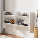 Artiss Shoe Rack 2-tier 12 Pairs Wall Mounted x2 - White-1