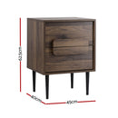 Artiss Bedside Table Nightstand 2 Drawers - Walnut-2