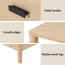 Artiss Bedside Table Nightstand 2 Drawers - Pine-8