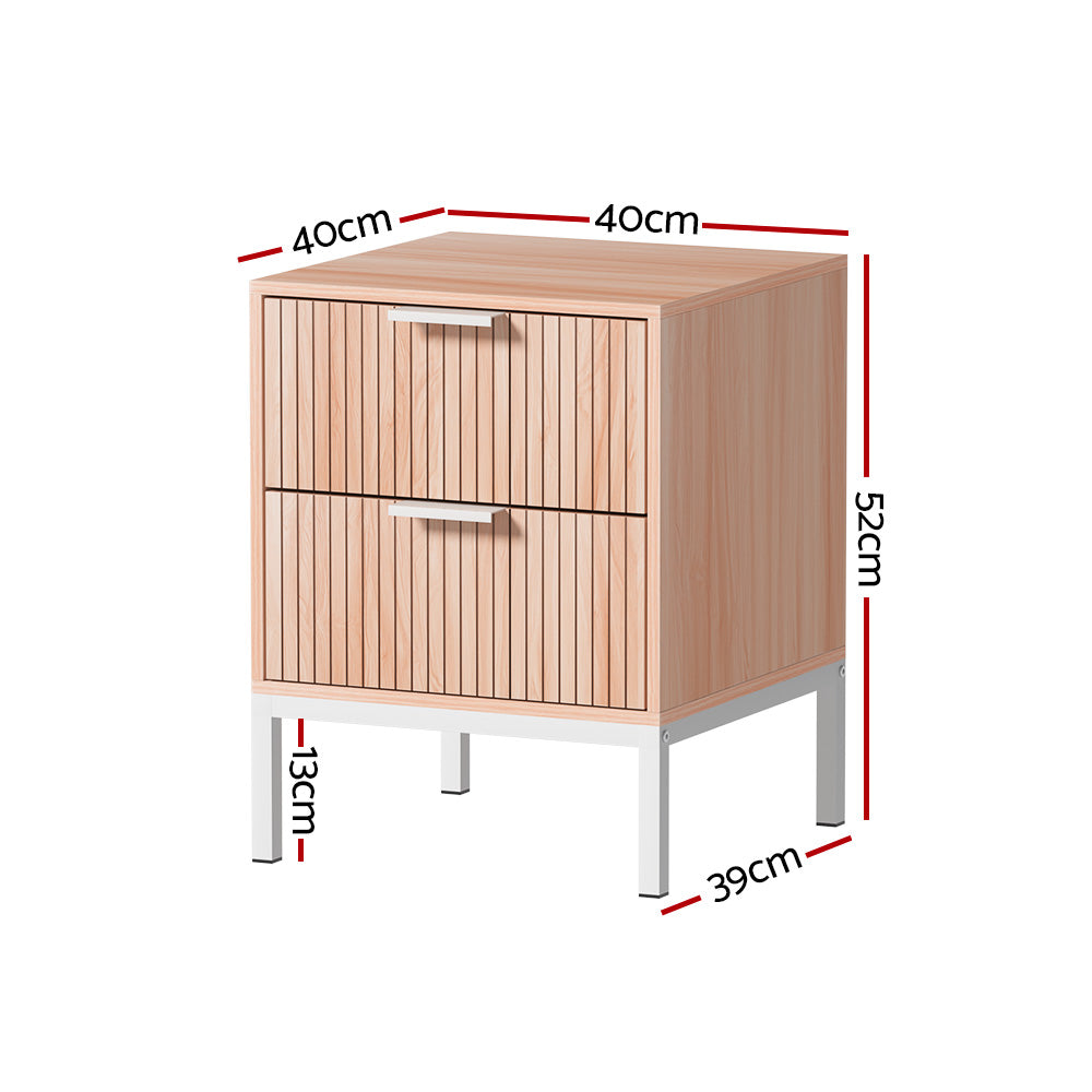 Artiss Bedside Table Drawers Side End Table Storage Cabinet Nightstand Pine LURA - 0