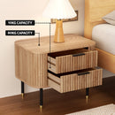 Artiss Bedside Table 2 Drawers Paulownia Wood Pine-5