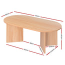 Artiss Coffee Table Oval 110CM Pine Alva-2
