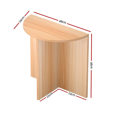 Artiss Coffee Table Semi-circle 48CM Pine Elva - 0