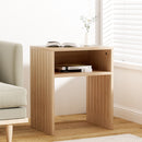 Artiss Coffee Table Storage Shelf Fluted Side Pine-7