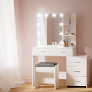 Artiss Dressing Table Set Stool 10 LED Bulbs White Dale-7