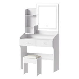 Artiss Dressing Table Set Stool Led White Doria - 0
