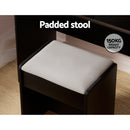 Artiss Dressing Table Set Stool 10 Led Bulbs Black Dulcea-8