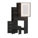 Artiss Dressing Table Vanity Desk Set Stool Led Black-1