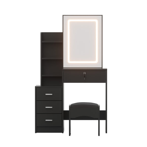 Artiss Dressing Table Vanity Desk Set Stool Led Black