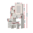 Artiss Dressing Table Vanity Desk Set Stool Led White-3