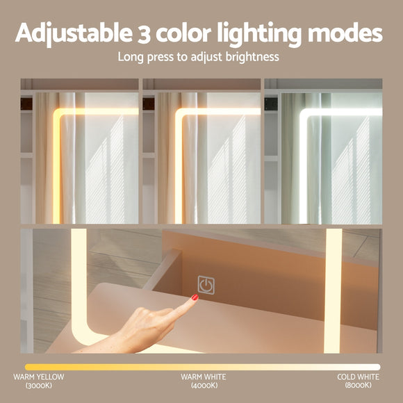 Artiss Dressing Table Vanity Desk Set Stool Led White