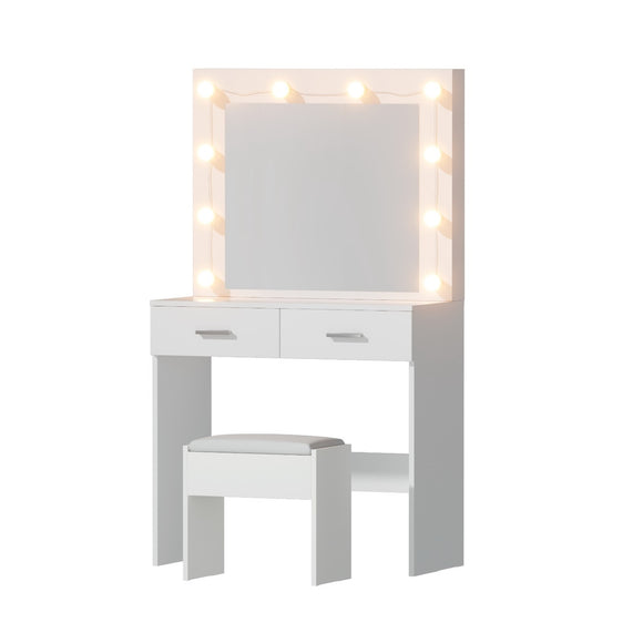 Artiss Dressing Table Vanity Desk Set Stool 10 Led Bulbs White