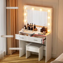 Artiss Dressing Table Vanity Desk Set Stool 10 Led Bulbs White-6