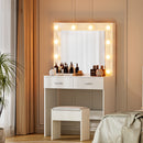 Artiss Dressing Table Vanity Desk Set Stool 10 Led Bulbs White-8