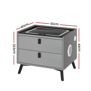 Artiss Smart Bedside Table with Wireless Charging - AIKA Grey - 0