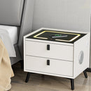 Artiss Smart Bedside Table 2 Drawers with Wireless Charging Ports LED White AIKA-7