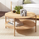 Artiss Coffee Table 2-Tier Round Wood-8