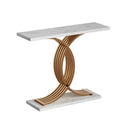 Artiss Console Table Marble Effect White&Gold-1