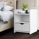 Artiss Bedside Table 1 Drawer with Shelf - FARA White-8