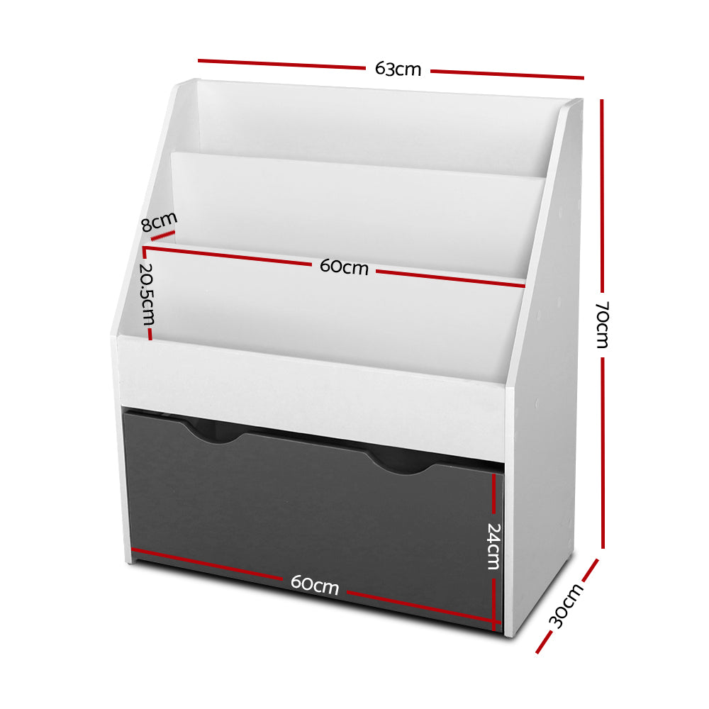 Keezi 3 Tiers Kids Bookshelf Magazine Rack Children Bookcase Organiser Storage - 0