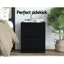 Artiss 2x Bedside Table 2 Drawers - PEPE Black-4