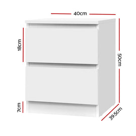 Artiss 2x Bedside Table 2 Drawers - PEPE White - 0