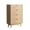 Artiss 4 Chest of Drawers Rattan Tallboy Pine - BRIONY-3