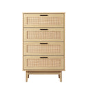 Artiss 4 Chest of Drawers Rattan Tallboy Pine - BRIONY-5