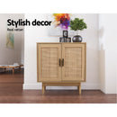 Artiss Rattan Buffet Sideboard 2 Doors - BRIONY Oak-6