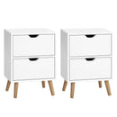 Artiss 2X Bedside Table 2 Drawers - BODEN White-2