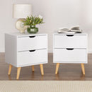Artiss 2X Bedside Table 2 Drawers - BODEN White-1