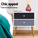 Artiss Bedside Table 2 Drawers - BONDS White-4