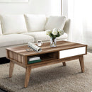 Artiss Coffee Table 2 Drawers Walnut Serena-7