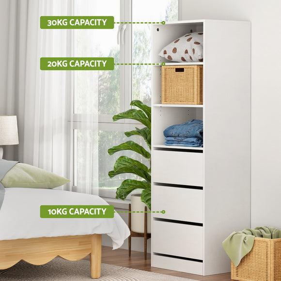 Artiss 3 Chest of Drawers Tallboy Cabinet White