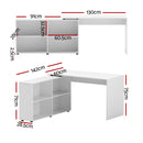 Artiss Computer Desk Bookshelf White 130CM-2