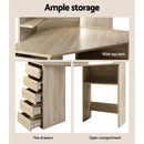 Artiss Dressing Table Stool Set Corner 5 Drawers Oak-7