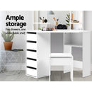 Artiss Dressing Table Stool Set Corner 5 Drawers White-6