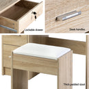 Artiss Dressing Table Stool Set Sliding Mirror Oak Diane-8