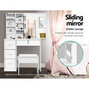 Artiss Dressing Table Stool Set Sliding Mirror White Diane-7