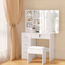 Artiss Dressing Table Set Stool 10 Led Bulbs White Dylan-1