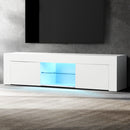 Artiss Entertainment Unit TV Cabinet LED 130cm White Angus-1