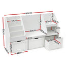 Keezi Kids Bookshelf Storage Organiser Toy Box Drawer Bench Seat Cabinet White-3