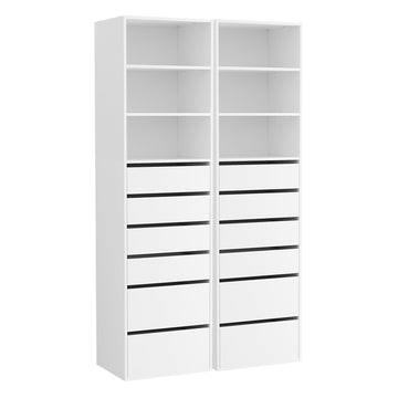 Artiss 2x Chest of 6 Drawers Tallboy Cabinet Adjustable Shelf White - 0