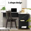 Artiss Computer Desk Shelf L-Shape Black 136CM-5