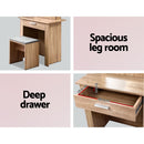 Artiss Dressing Table Stool Set Sliding Mirror Oak Demi-7