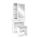 Artiss Dressing Table Stool Set Sliding Mirror White Demi-3