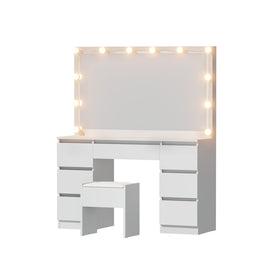 Artiss Dressing Table Vanity Desk Set Stool 12 Led Bulbs White