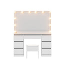 Artiss Dressing Table Vanity Desk Set Stool 12 Led Bulbs White-3
