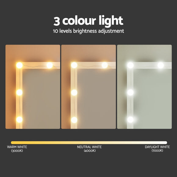 Artiss Dressing Table Vanity Desk Set Stool 12 Led Bulbs White